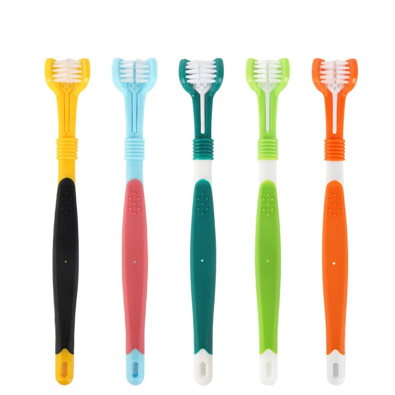 Dog Toothbrush Pet Products Dog Accessories Supplies Pets Dog Gadgets Pet Dog Oral Cleaning 3 Head Toothbrush
